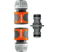 Set d'accouplement Gardena : Raccord de tuyau pour rallonges de tuyau 13 mm (1/2") et 15 mm (5/8"), convient également pour une pression d'eau élevée, montage facile (18283-20), noir, orange, gris