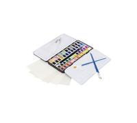 ECD Germany Set d'Aquarelle 48 Couleurs dans une Boîte Portable, 3 Pinceaux, 1 Crayon 2B, 2 Crayons Aquarelle, 4 Papiers Aquarelle,