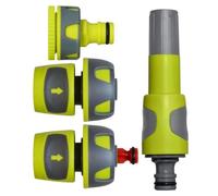 Set d'arrosage 4 pièces - 19 mm - Vert - Nez de robinet - Raccords - Lance BM - PVC - Jardin