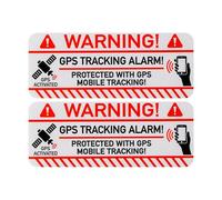 Set d'autocollants "GPS TRACKING ALARM !", 2 pcs, 7,5 x 3 cm, film autocollant, à coller à l'extérieur, autocollant de protection contre le vol, autocollant d'indication alarme sécurisée