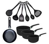 Set de 1 poêle 20 cm, 3 casseroles antiadhésives céramique 16, 18 et 20 cm et 6 ustensiles Fackelmann Brandao