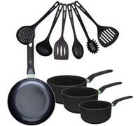 Set de 1 poêle 24 cm, 3 casseroles antiadhésives céramique 16, 18 et 20 cm et 6 ustensiles Fackelmann Brandao