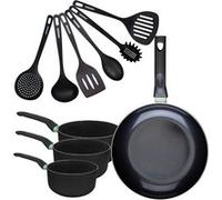 Set de 1 poêle 30 cm, 3 casseroles antiadhésives céramique 16, 18 et 20 cm et 6 ustensiles Fackelmann Brandao
