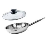 Set de 1 poêle de 20 cm en inox et couvercle en verre Fackelmann Eterna Inox|Transparent