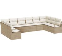 set de 10 canapés de jardin avec coussins Beige Poly Rattan, Canapé de jardin 2 places avec espace de rangement & coussins Beige Poly Rattan, Canapés de jardin DesignMöbel Nouveau