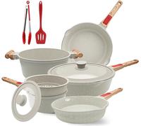 set de 10 casseroles - Antiadhésif - Ustensiles de cuisine - Blanc