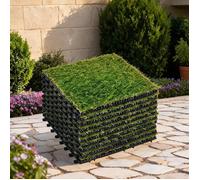 Set de 10 dalles de gazon artificiel 30x30 cm à emboîter - Épaisseur confort 3 cm - Vert
