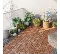 casa.pro Set de 10 Dalles en Bois avec 12 Lattes Décoratives Carreaux à Clipser Résistants pour Terrasse Balcon Jardin Sauna Piscine Bois d'Acacia Surface Totale 0,9 m² Naturel