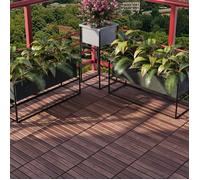 Set de 10 dalles en bois Alliste bois d'acacia 6 lattes 0,9 m² marron