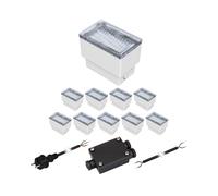 Set de 10 pavés LED CUS Lampe de sol pour extérieur blanc chaud 230V 8x5cm