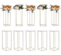 set de 10 tabourets pour fleurs - Angulaire 28x28x80cm - Support pour fleurs en fer - Table d'appoint au design moderne - Colonne pour fleurs avec galvanisation or - Tabouret et support pour plantes -