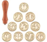 Set de 10 tampons à cire avec motifs numérotés et manche en bois