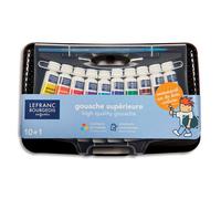 Set de 10 tubes de peinture gouache Lefranc Bourgeois avec pinceau