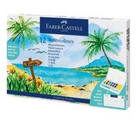Set de 12 aquarelles Faber-Castell Demi-godets et pinceau Multicolore