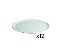 Set de 12 Assiettes plates et ovales LISA avec un léger creux sur les bords, plat à service à pâtes desserts - VISIODIRECT - G