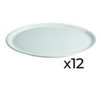 Set de 12 Assiettes plates et ovales LISA avec un léger creux sur les bords, plat à service à pâtes desserts - VISIODIRECT - G