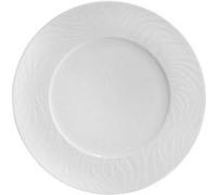 Set de 12 assiettes plates RIA rondes, plat à salade de fruits Pâtes Dessert, gateaux et snacks en porcelaine blanc - diamètre 21,5 x hauteur 2 cm - VISIODIRECT - Blanc G