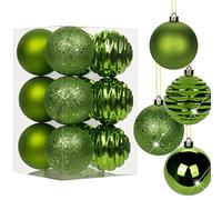 Set de 12 boules de Noël de 8 cm, décorations de sapin de Noël en plastique avec oeillet de suspension, décorations de sapin de Noël pour mariage, fêtes, fêtes, Noël, Halloween