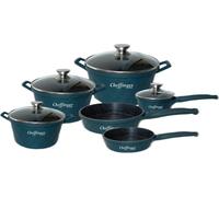 set de 12 casseroles à induction Diamant Casserole Induction Alu Fonte Couvercle Gants Vert