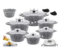 Set de 12 casseroles KlönBerg | avec revêtement marbré | Casserole | avec couvercle | Revêtement antiadhésif | Induction KB3744