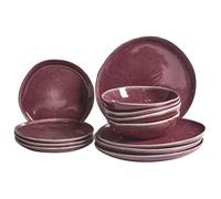 Set de 12 couverts de table HOPS Grès Rouge Bordeaux