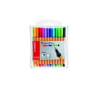 STABILO Feutre à pointe fine Point 88 Mini – Pochette plastique 12 coloris assortis