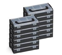 Set de 12 mini boîtes à outils Sortimo L-BOXX - Noir, couvercle transparent | Boîtes de tri compactes pour petites pièces | Empilables, résistantes aux aliments | Compatible avec le système Bosch