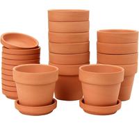 set de 12 mini pots en terre cuite avec soucoupe et trou de drainage - Pots pour succulentes 7.9x7.4 cm