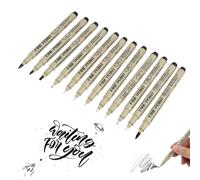 Set de 12 Stylos Micro-Fineliner Noirs - Stylos de Dessin et d'Art Noirs pour Calligraphie et Handlettering, Marqueur Noir à Séchage Rapide et Résistant à l'Eau pour le Bullet Journal et le Croquis