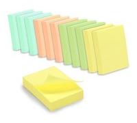 Set de 1200 Notes repositionnables Waytex 4 Couleurs Pastel assorties Petit format 3,7x5 cm Pack de 12 mini blocs de 100 notes Jaune pastel, Rose pastel, Vert pastel, Bleu pastel G