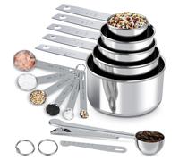Set de 13 tasses à mesurer et cuillères en acier inoxydable - ustensiles de cuisine en acier inoxydable de haute qualité, pour des mesures précises en cuisine et en pâtisserie