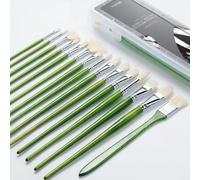 Set de 15 pinceaux professionnels pour peinture à l'huile et à l'acrylique, vert