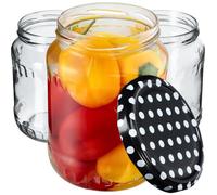 Set de 16 bocaux en verre KADAX 720ml avec couvercles ""Pois noirs""