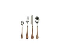 Set de 16 couverts acier inox et manches en bois d'acacia, bois clair, lavage à la main recommandé - Pomax, Rémy - 15 cm