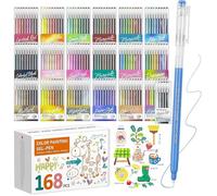 Set de 168 Stylos Gel, Pointe Fine 0,5 mm - 162 Couleurs (159 + 3 Blanc / 3 Argent / 3 Or) - Feutres Gel pour BROSSE POUR PEINDRE