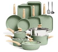 set de 17 ustensiles de cuisine à induction avec plaque de gril et poêles en granit