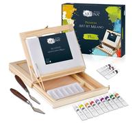 Set de 19 peintures acryliques avec chevalet de table et mallette de peinture Milano