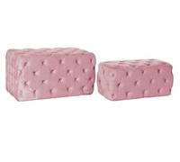 Set de 2 Banquettes en velours rose et MDF --