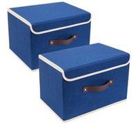 Vendos85 Set de 2 boîtes de rangement pliables - Bleu