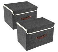 Vendos85 Set de 2 boîtes de rangement pliables - Noir
