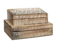 Set de 2 boîtes déco ""Ritual"" manguier L21/25cm - Atmosphera Créateur d'intérieur