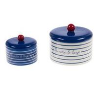 Set de 2 boîtes Marinière - Amadeus - Bleu - Céramique Bleu G