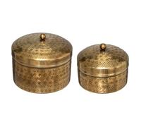 Atmosphera Créateur d'intérieur - Lot de 2 Boîtes Déco en Métal "Oasis" 13cm Or Or G