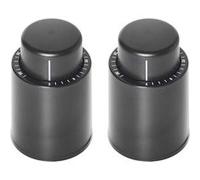 Set de 2 bouchons vide d'air pour vin avec dateur en plastique noir - - ALTOBUY Noir