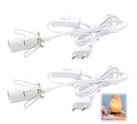 Set de 2 Câbles de Lampe de Sel E14 avec Interrupteur, Remplacement Câble d'Alimentation 1.8m, Prise FR (Européenne) et Douille, Installation Facile pour Lampes, Éclairage LED, Salons, Cuisine, Bureau