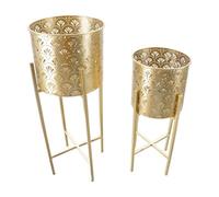 Set De 2 Cache-Pot En Métal Doré Ø 21x52-19x42 Cm