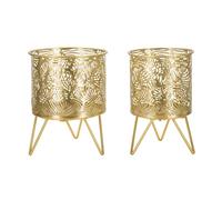 Mauro Ferretti – Cache-pots Naty – en métal doré 16x20 / 13x20 cm – Set de 2