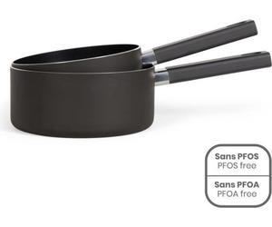 Set de 2 Casseroles LIVOO MEP154N, Antiadhésif sans PFOA PFOS, Manche Silicone, Tous Feux, 18 et 20 cm