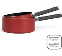 Set de 2 Casseroles LIVOO MEP154R, Antiadhésif sans PFOA/PFOS, Manche Silicone, Tous Feux dont Induction, 18 et 20 cm