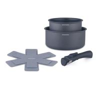 Set de 2 casseroles - Tous feux dont induction - ARTHUR MARTIN - AM2984 - Anti-adhésif - Ø 16-20 cm + Poignée amovible - Gris mat